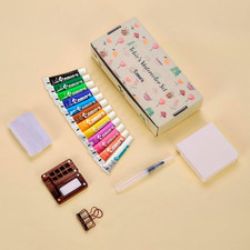 Original Tobios Mini Wooden Watercolor Paint Set   Compact Travel Art Kit with 1