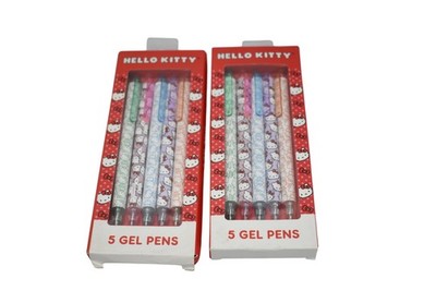 Hello Kitty By Sanrio 5 Gel Pens Lot Of 2 HK Classic Red Dots Multicolor