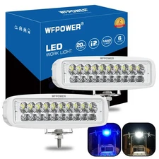 WFPOWER LED Marine Boat Lights, 6.3Inch White & Blue Spreader 2 In 1 Deck Spo...