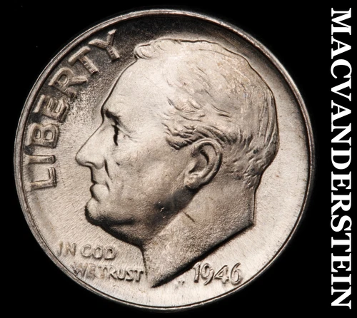 1946-D Silver Roosevelt Dime - Choice Gem Brilliant Unc  Lustrous  #i5226