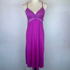 INC Intl Concepts Intimates Purple Lace Trim Open Back Slip Gown Dress Size Sm