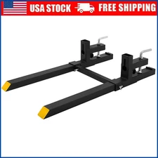 4000Lbs 60" Tractor Clamp On Pallet Forks Bucket Quick Attach W/ Stabilizer Bar