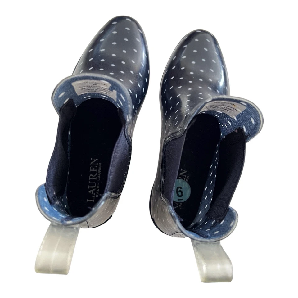 Botas de lluvia Lauren Ralph Lauren Tally azul marino a lunares botín para mujer talla 6” Foto 4 de 4