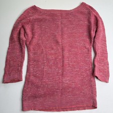 LOFT Pink Marled Knit Sweater Women  s Medium Boat Neck Lightweight