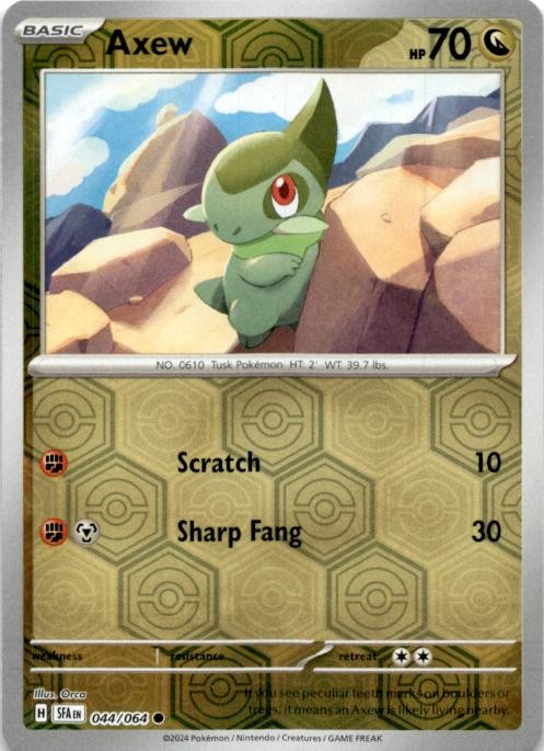 Axew 044/064 Common Shrouded Fable Pokemon Reverse Holo Near Mint