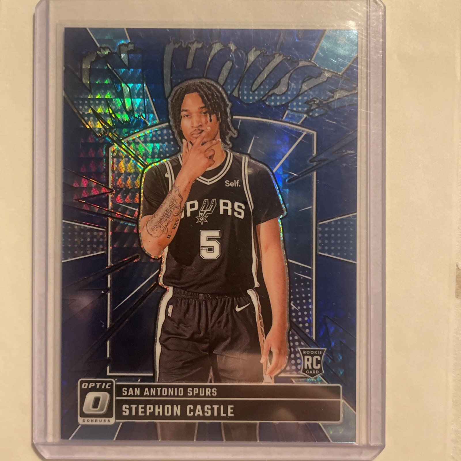 2024 Panini Optic Stephon Castle Rookie My House Blue Hyper 08/175 SP Spurs RC