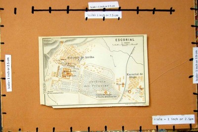 Alter antiker Druck Karte 1913 Straßenplan Stadt Escorial Arriba Abajo Spanien 20.
