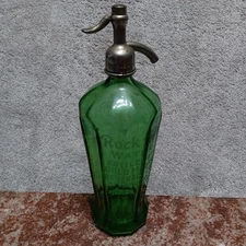 Vintage Seltzer Soda Water Siphon Bottle Green Glass Gold Medal Beverage Co 1935