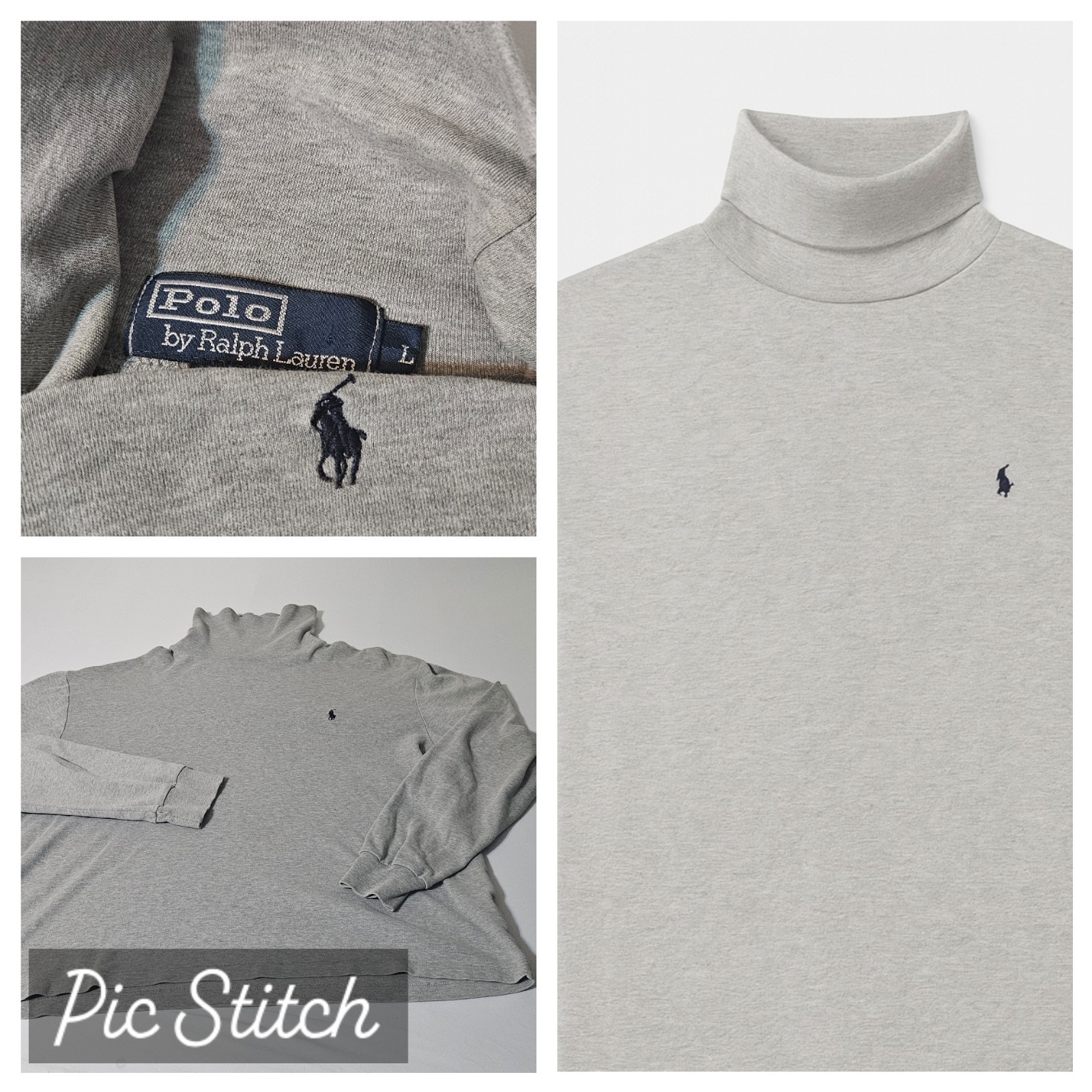 Polo Ralph Lauren Turtleneck Large Light Gray Vintage Made In Mexico L