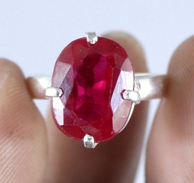 13 kt zertifizierter natürlicher roter Saphir Kissen Edelstein Herrenring Wei...