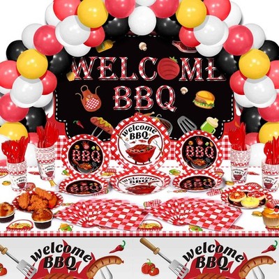 165 Pcs BBQ Party Decorations Picnic Tableware Set Summer Birthday Decor