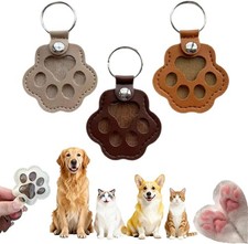 Pet Paw Fur Keepsake Keychain 3 Pcs Brown Khaki Grey Memorial Memory Holder