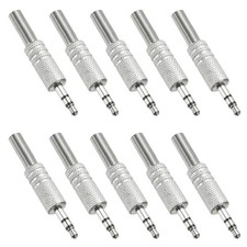 10Pcs 1/8" 3.5mm TRS Audio Male Stereo Jack 2 Pole, Carved Style, Silver Tone