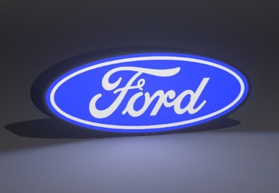 Ford Logo Inspired LED Light Sign Wall Mount Garage Bar Man Cave Decor 9 x1.5 