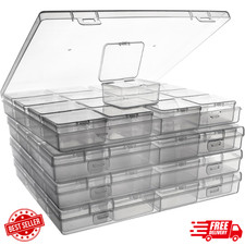 Bead Storage Containers - 64 Clear Plastic Bead Organizer Boxes with Hinged Lid,