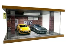 1/24 Scale Die-cast Car Garage Display Case with Clear Acrylic Cover and LED ...