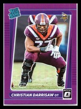 2021 Donruss #P-340 Christian Darrisaw Optic Rated Rookie Preview Pink Vikings