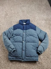 Wellen Huckberry Big Wave Puffer Jacket Small Mens Gray Blue Full Zip Nylon