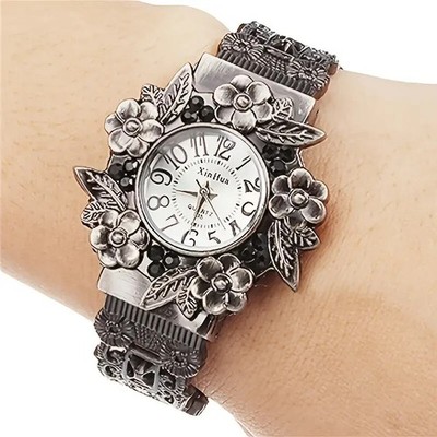 Reloj pulsera antiguo mujer patrón grabado en 3D reloj cuarzo elegante moderno