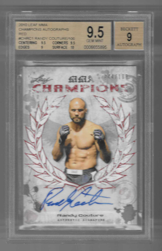 RANDY COUTURE 2010 LEAF MMA CHAMPIONS AUTO RED RC /100 BGS 9/10 POP 3 JG