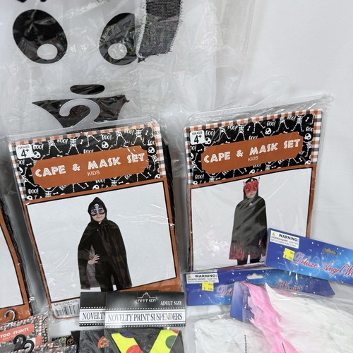 Lotto 26 Accessori Costume Halloween Leggings Mantelle Maschere Bretelle Ali - Foto 8 di 8