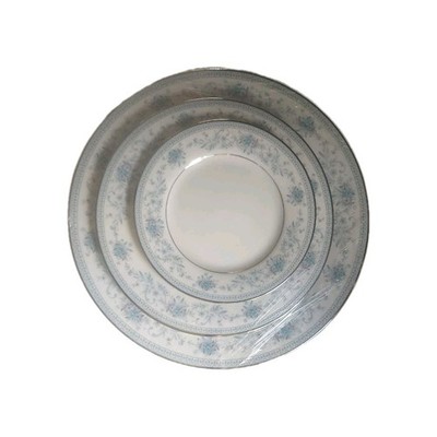 Noritake  China Blue Hill 2482 Floral Silver Rim.  Service For 8 + Extras MINT