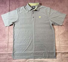 FootJoy Golf Polo Shirt Men  s Sz XL Gray Yellow Logo FJ Performance Stretch PGA