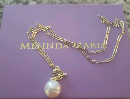 Melinda Maria Life's A Ball Pearl Toggle Necklace Gold NWT Gift BOX