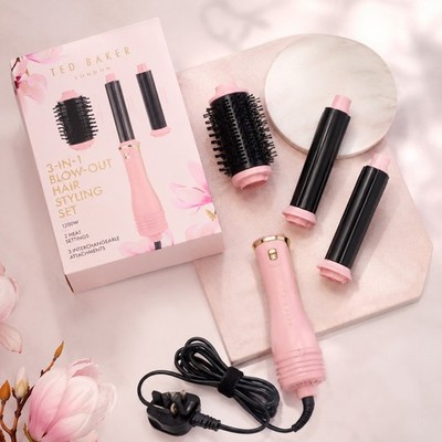 Ted Baker 3-in-1 Airstyler 1200W Warmluftbürste Locken Blowout Rosa