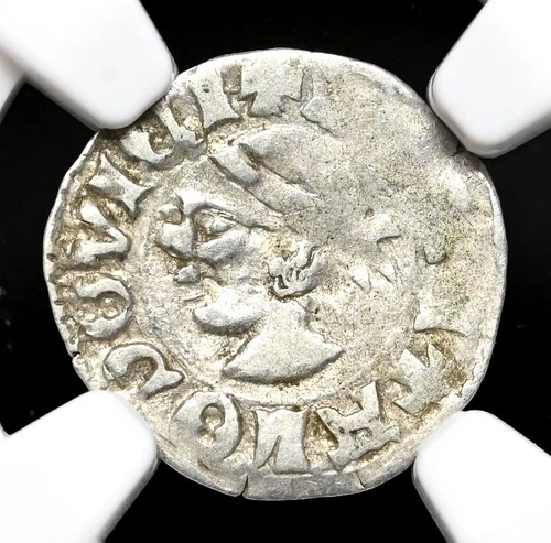 MEDIEVAL HUNGARY. Ludwig I, 1342-1382 AD. Silver Denar. Saracen, NGC XF45