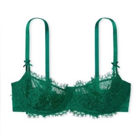 Victoria's Secret | Dream Angels Wicked Unlined Lace Balconette Bra 32DD Green