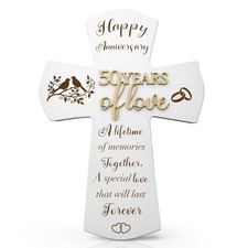 50th Anniversary Wedding Gifts for Wife Husband, Religious Cross Gifts for Wo...