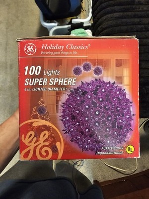 Vintage GE Holiday Classics 100 Purple Light Super Sphere 6''  Decor Purple