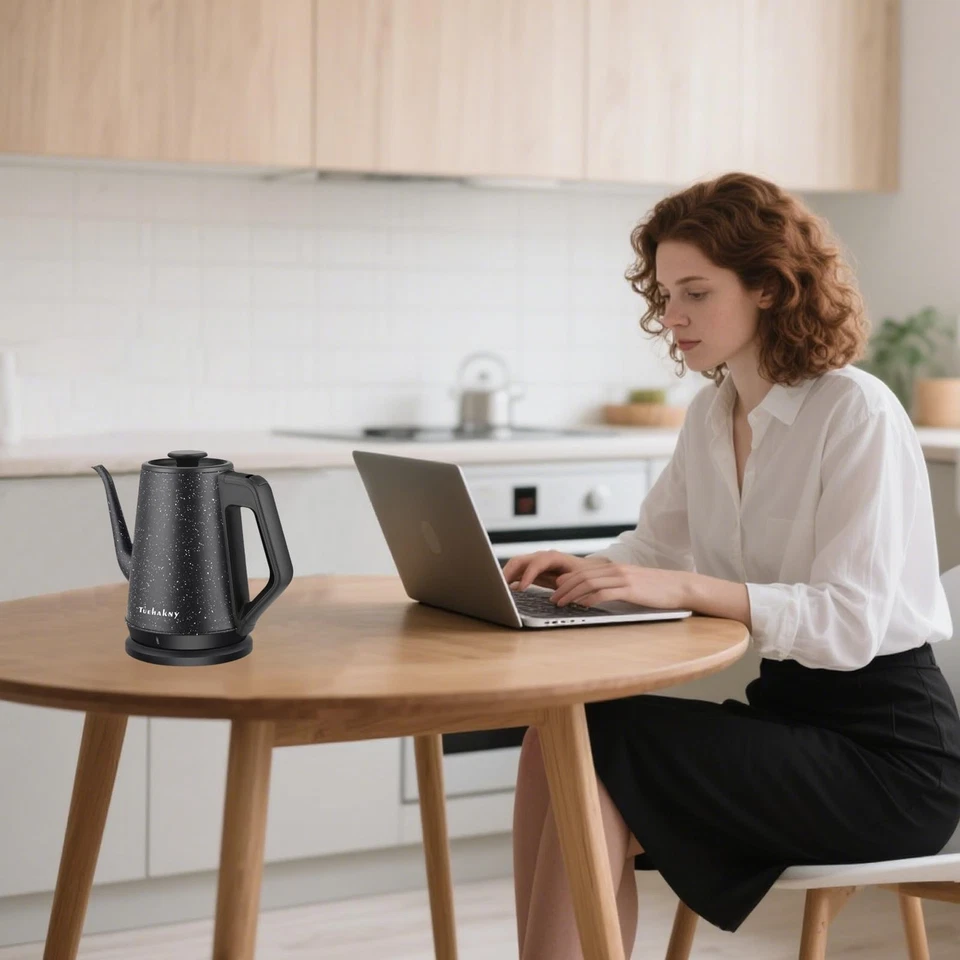 1l Electric Kettle 1000w, Quick Heat-Up In 3 Min, Black Stainless Steel Kettle - Image 2 of 4