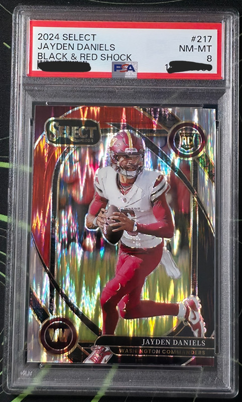 2024 PANINI SELECT CLUB LEVEL JAYDEN DANIELS #217 BLACK & RED SHOCK NM-MT PSA 8