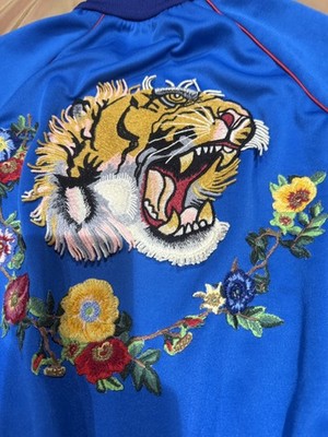 5K GUCCI 2017 MARIAH BLUE TIGER BOMBER JACKET ALESSANDRO MICHELE