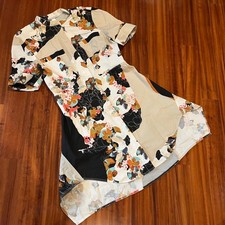 3.1 Phillip Lim Dress for Target Floral Abstract Print ShirtDress Tan Black Sz M