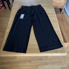 Nine West  Black Pull On Wide Leg Mid Rise Women's L Elastic Waist