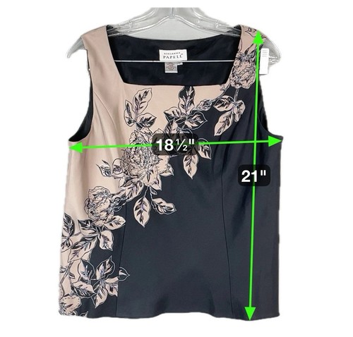 ADRIANNA PAPELL Womens 12 Vintage Silk Sleeveless Top Iridescent Beaded Floral - Picture 3 of 13