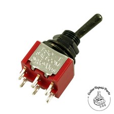 SALECOM On-On-On 3 Position DPDT Mini Toggle Switch w. Round Bat - Black