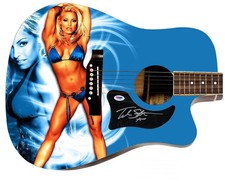 WWE Trish Stratus Signed 1/1 Custom Graphics Photo WWF Guitar PSA