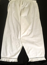 authentic 1900s Victorian white bloomers/drawers, lace tatting trim, waist 26-7"