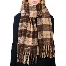 Women Winter Scarf Fashion Plaid Blanket Scarves Fringe Long Soft Shawl
