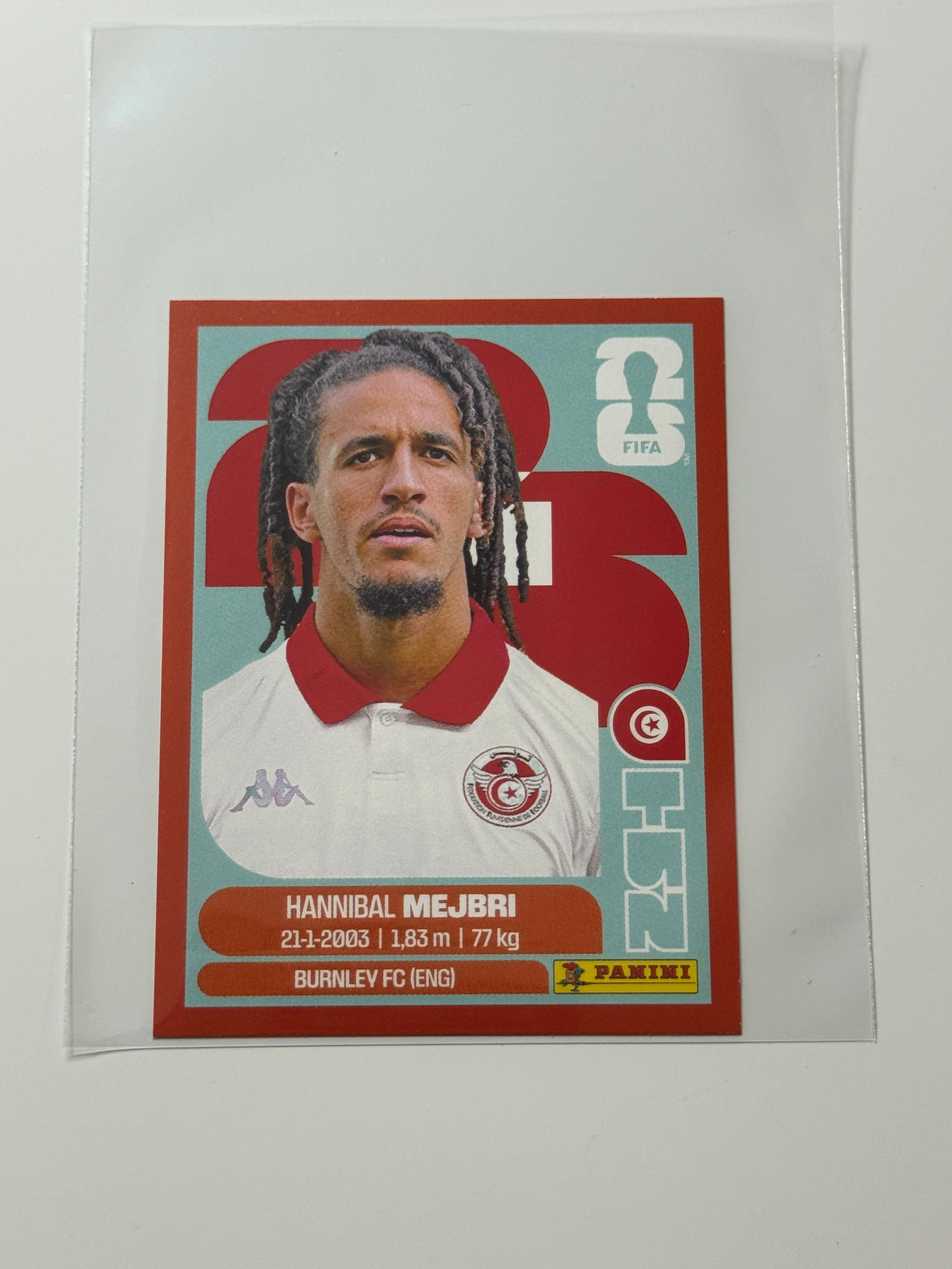 2026 Panini World Cup Stickers US Edition Red #TUN14 Hannibal Mejbri