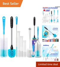 Versatile Bottle and Decanter Cleaning Brush Set - 16 Inch Long Handle Included