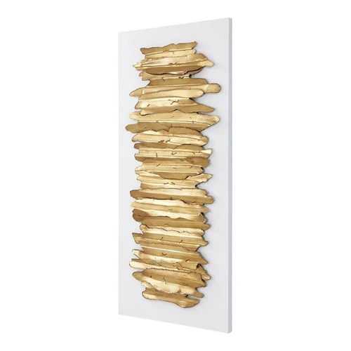 Uttermost Lev Contemporary Iron Metal Wall Decor in Antique Gold/White - Picture 1 of 8