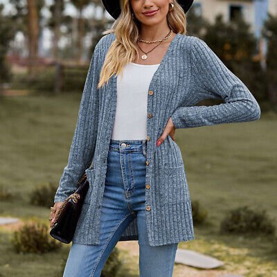 Womens Ladies Chunky Cable Knit Cardigan Button Long Sleeves Womens Ladies Chunky Cable Knit Cardigan Button Long Sleeves