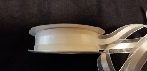 Ivory Cream 7/8" Sheer Organza Ribbon with Satin Center 25 yards - Picture 3 of 3