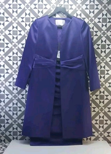 Stunning Luis Civit Bride or Goom Mothers Dress and Coat UK Size 8 Purple Mauves - Picture 5 of 16