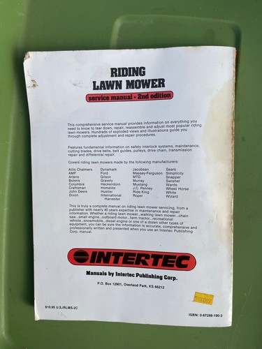 *Riding Lawn Mower Service Manual Paperback Intertec Publishing 2nd Edition 1984 - Foto 6 di 6